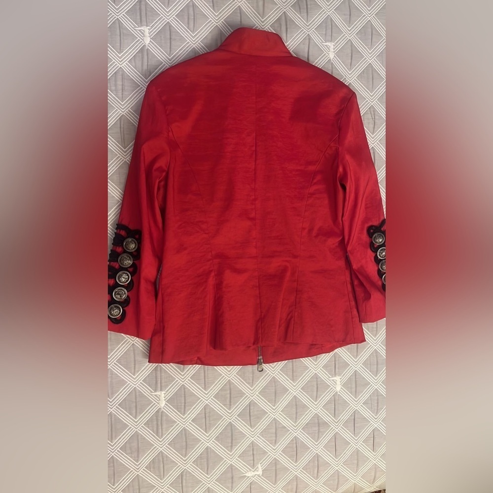 Jovani napoleon Red Military-Style Blazer black embroidery vintage Victorian 4 - Picture 6 of 6